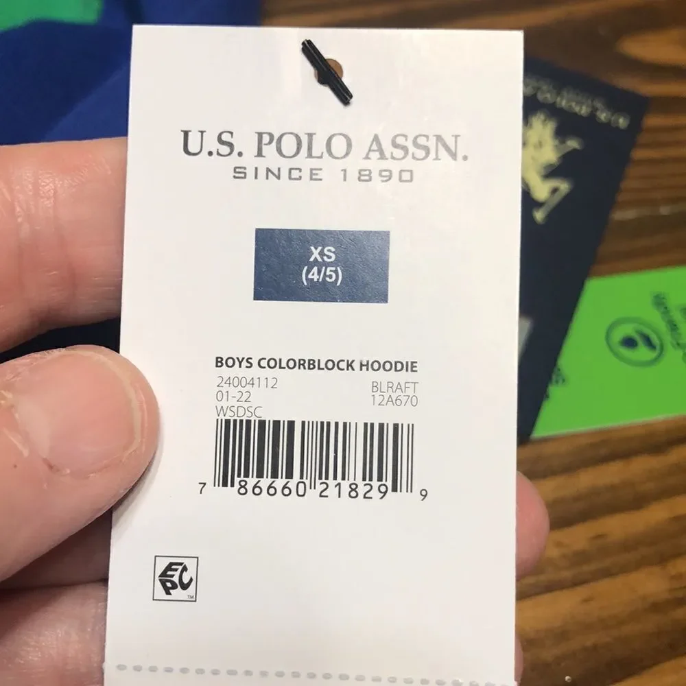 NWT. U.S. Polo Assn.Boys Small 4-5 Light Weight Hoodie